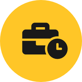icon of suitcase with clock overlapping the corner